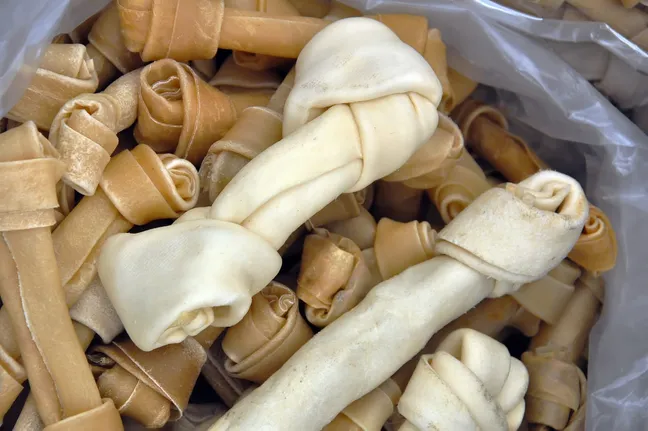 Pile of rawhide dog bones